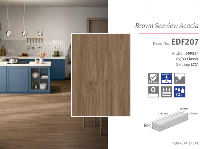 EDF207 Brown Seaview Acasia AquaDura 7.5mm